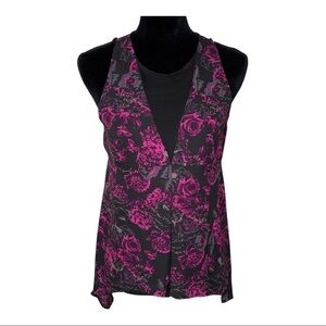 Leith Floral asymmetrical Sleeveless Blouse